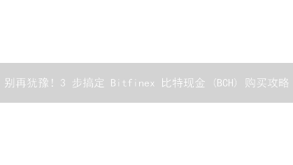 别再犹豫！3 步搞定 Bitfinex 比特现金 (BCH) 购买攻略